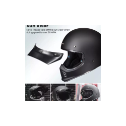 CASCO ILM de motocicleta de cara completa vintage para adultos y hombres, visera interior compatible con ciclomotor, ATV, Cruise