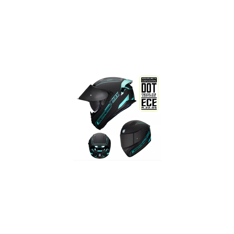 Casco Hax Obsidian 1.0 Turquesa Con 22.05