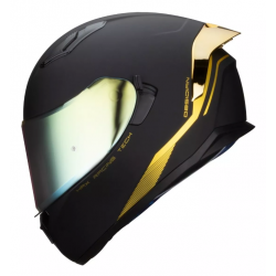 Casco Hax Integral Obsidian Negro Mate Oro Moto Certificado 1.0