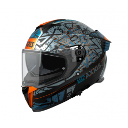 Casco Axxis Hawk Lets Ride B7 BLUE GREY Doble Certificación
