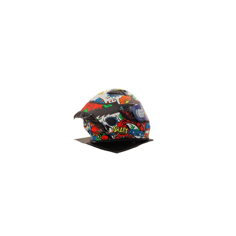 Casco para motociclista talla S cerrado SH526-SP skull flowers negro matte Shaft