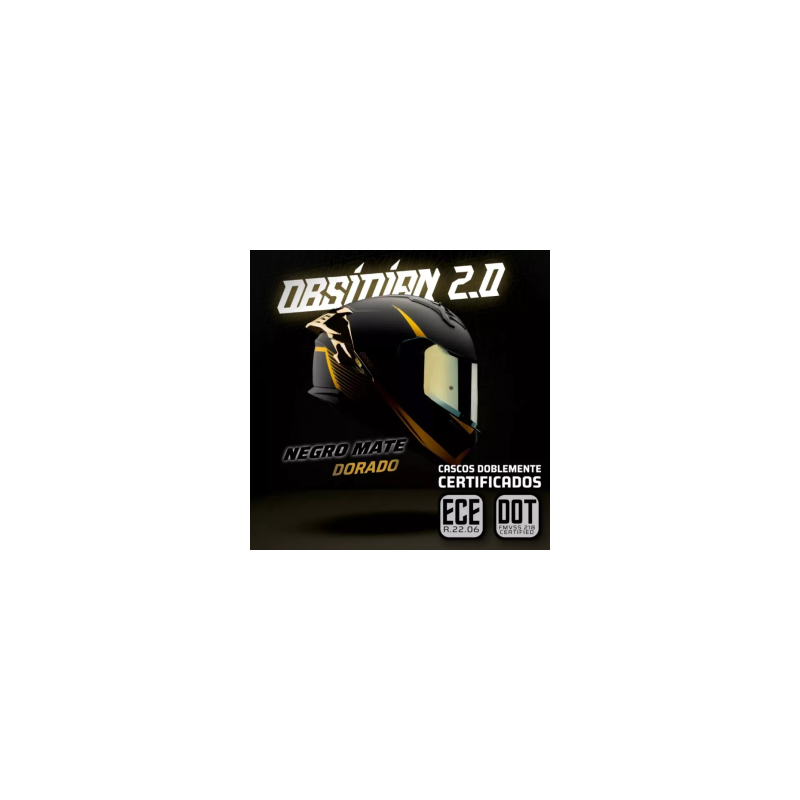 Casco Hax Integral Obsidian Negro Mate Oro Moto Certificado 2.0